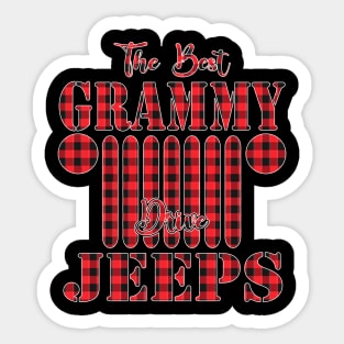 The Best Grammy Drive Jeeps Red Plaid Jeep Matching Pajama Family Buffalo Jeeps Lover Sticker